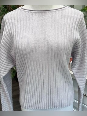 Club Monaco 100% Wool Ribbed Boatneck Sweater Light Mauve Size Faded Estimated M